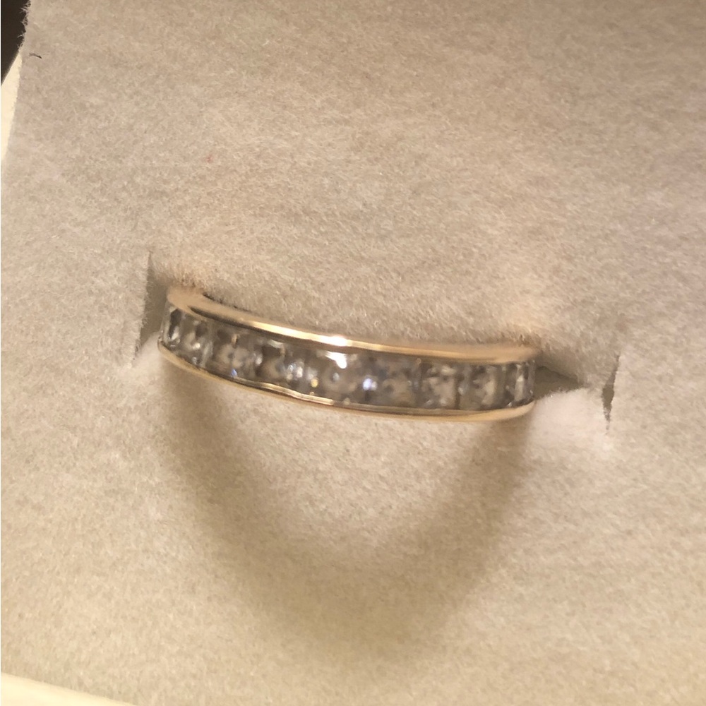10K Yellow Gold CZ Eternity Band Women's Ring
